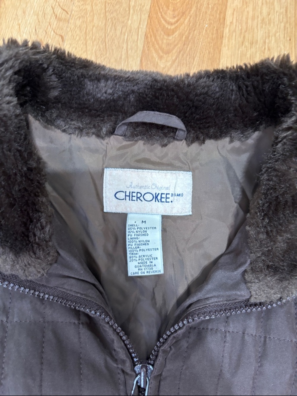 brown cherokee y2k faux fur trimmed jacket - Picture 3 of 4